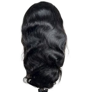 Natural Black Human Hair Body Wave Pre Cut Body Wave 20 Inch Wig